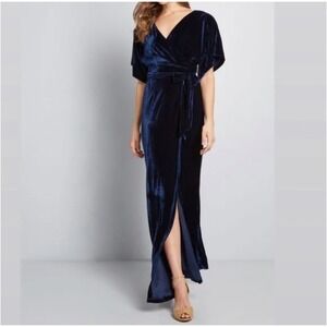 ModCloth Velvet Wrap Dress‎ Evening Party Cocktail Maxi Dress Size S